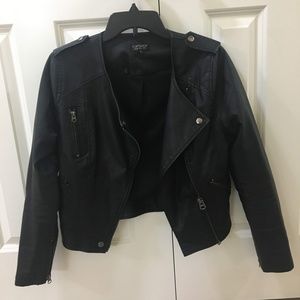 Topshop Faux Leather Moto Jacket